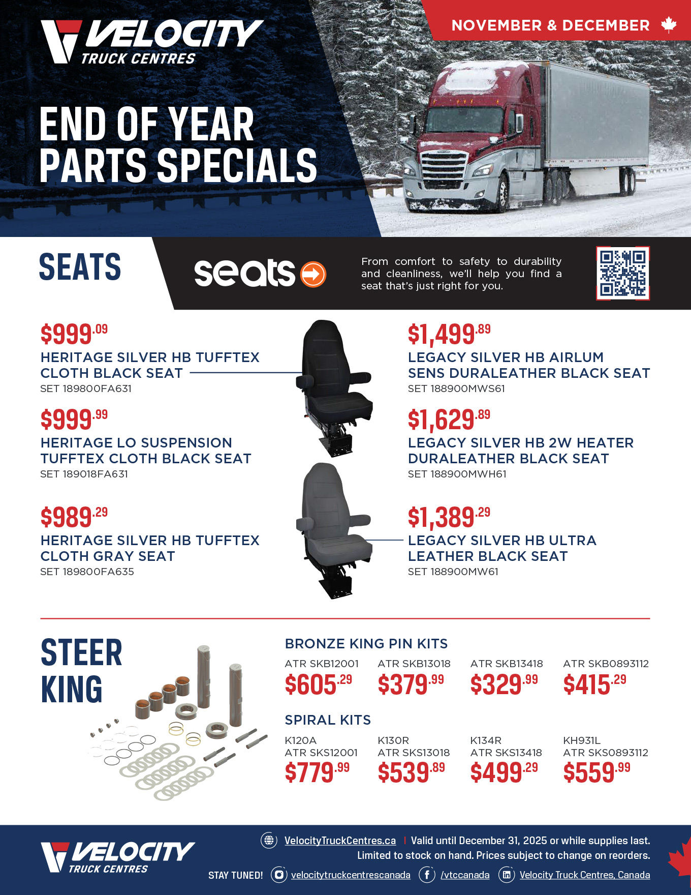 November & December Parts Specials