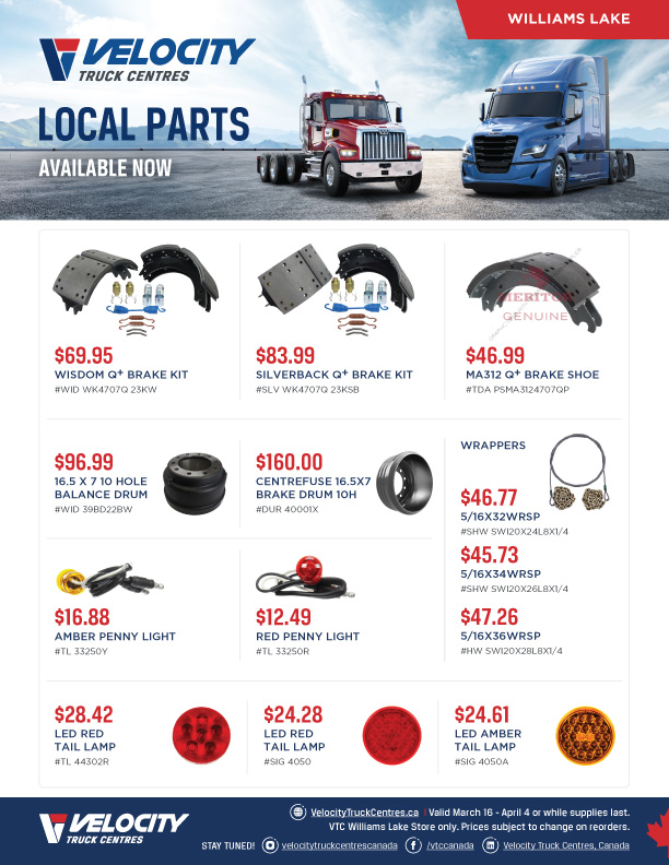 Williams Lake Parts Specials